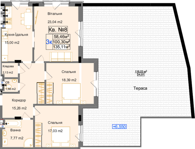 3-кімнатна 135.11 м² в ЖК Park Inn від 45 000 грн/м², Львів