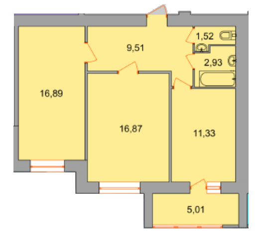 2-комнатная 64.06 м² в ЖК на ул. Академика Янгеля от 18 650 грн/м², Винница