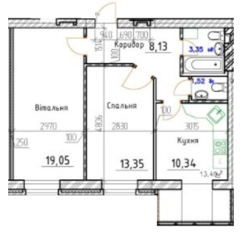 2-кімнатна 55.74 м² в ЖК Затишна Фазенда від 15 300 грн/м², смт Стрижавка