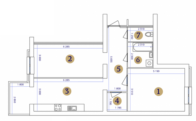 2-кімнатна 83.83 м² в ЖК Резиденція від забудовника, Запоріжжя