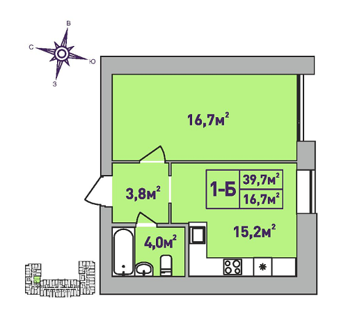 1-кімнатна 39.7 м² в ЖК Центральний-Преміум від 25 800 грн/м², м. Ірпінь