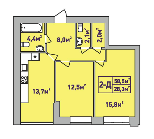 2-комнатная 58.5 м² в ЖК Центральный-Премиум от 32 200 грн/м², г. Ирпень