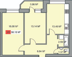 2-кімнатна 58.18 м² в ЖК Новий Парковий від забудовника, Черкаси