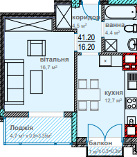 1-кімнатна 41.2 м² в ЖК Водограй від 15 950 грн/м², Чернівці