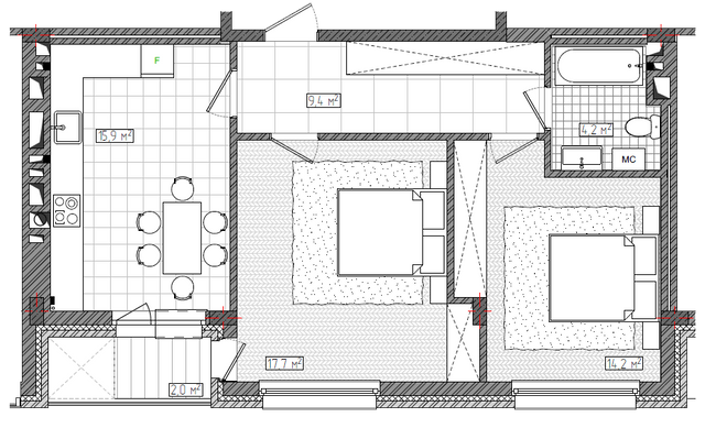 2-комнатная 62 м² в ЖК Женевьева-2 от 33 600 грн/м², г. Ирпень