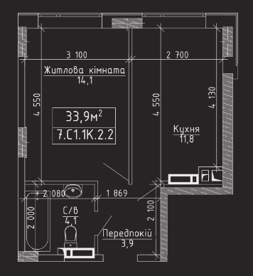 1-кімнатна 33.9 м² в ЖМ Нова Буча від 15 000 грн/м², м. Буча