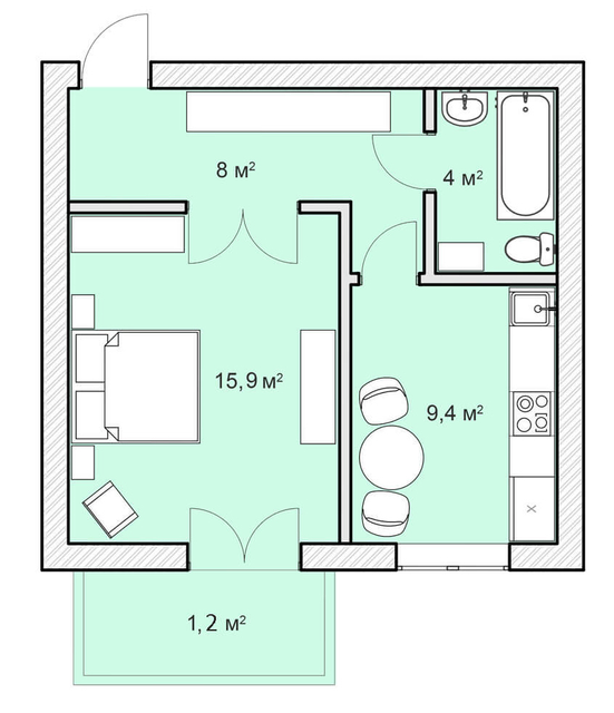 1-комнатная 38.5 м² в ЖК Покровский Двор от 15 800 грн/м², пгт Чабаны