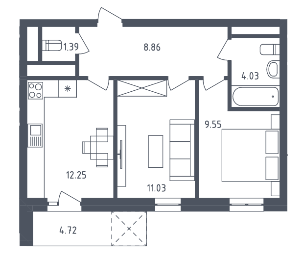 2-комнатная 48.53 м² в ЖК Малоголосківські пагорби от 19 300 грн/м², Львов