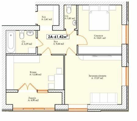 2-кімнатна 61.42 м² в ЖК Brighton Residence від 23 050 грн/м², м. Ірпінь