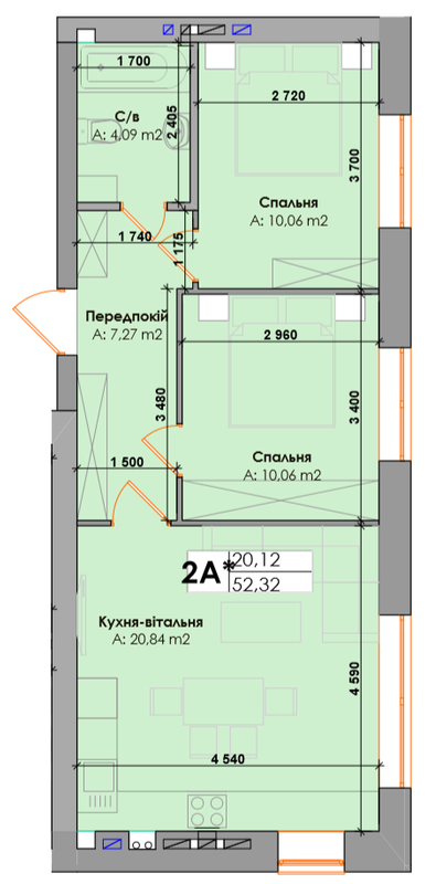 2-кімнатна 52.32 м² в ЖК Елемент від 20 000 грн/м², м. Ірпінь