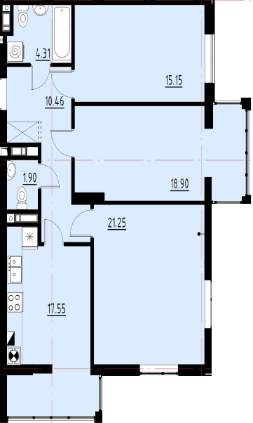 3-кімнатна 89.52 м² в ЖК Globus Comfort від забудовника, Львів