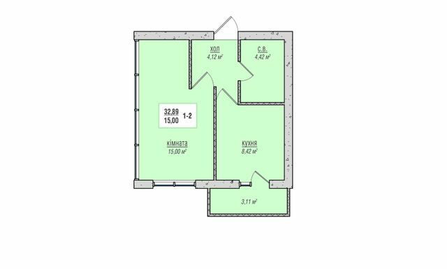 1-комнатная 32.89 м² в ЖК Зеленый квартал от 13 500 грн/м², г. Новоград-Волынский