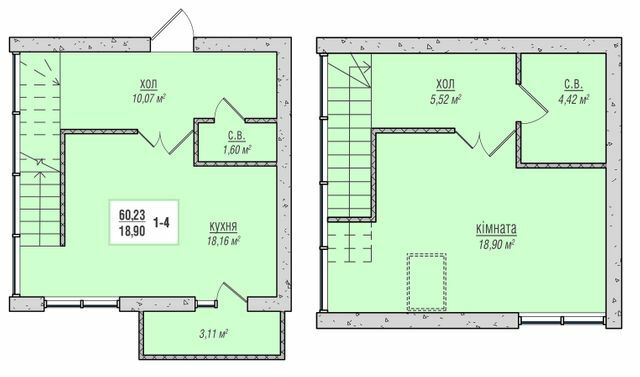 Двухуровневая 60.23 м² в ЖК Зеленый квартал от 13 500 грн/м², г. Новоград-Волынский