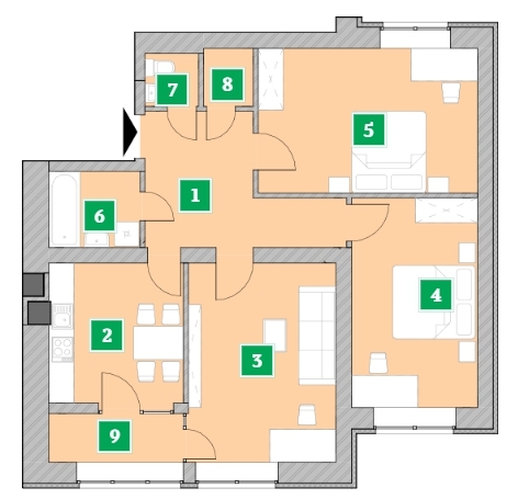 3-комнатная 85.16 м² в ЖК Компаньон от 21 000 грн/м², с. Сокольники