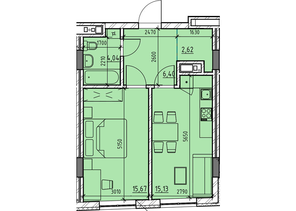 1-кімнатна 43.86 м² в ЖК Topolis від 17 850 грн/м², Львів