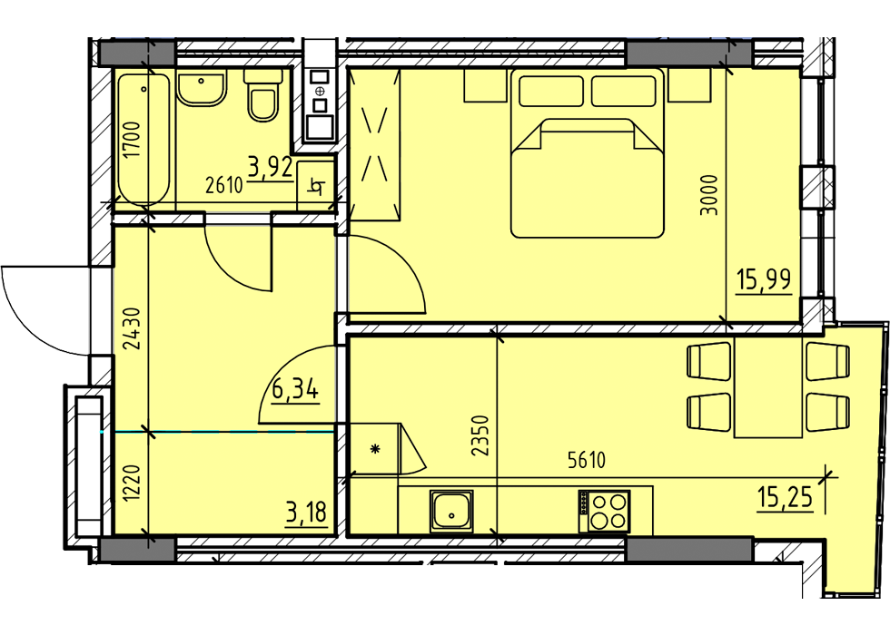 1-кімнатна 41.5 м² в ЖК Topolis від 17 850 грн/м², Львів