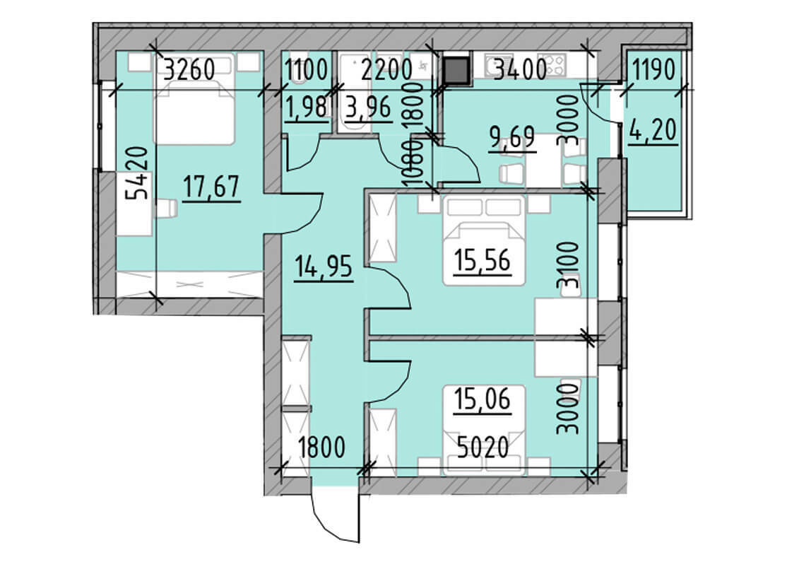 3-комнатная 80.13 м² в ЖК Компаньон от 21 000 грн/м², с. Сокольники