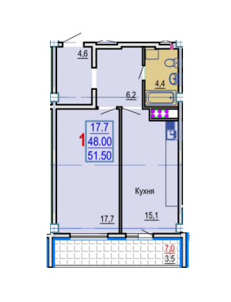 1-комнатная 51.5 м² в ЖК Gaudi Hall от 17 500 грн/м², Харьков