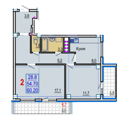 2-кімнатна 60.2 м² в ЖК Gaudi Hall від 17 500 грн/м², Харків