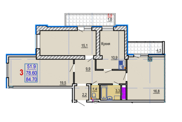 3-комнатная 84.7 м² в ЖК Gaudi Hall от 17 500 грн/м², Харьков