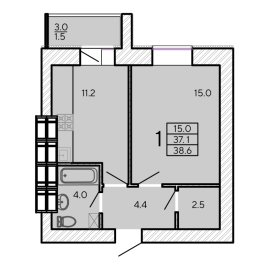 1-комнатная 38.6 м² в ЖК ZerNova от 24 000 грн/м², Харьков