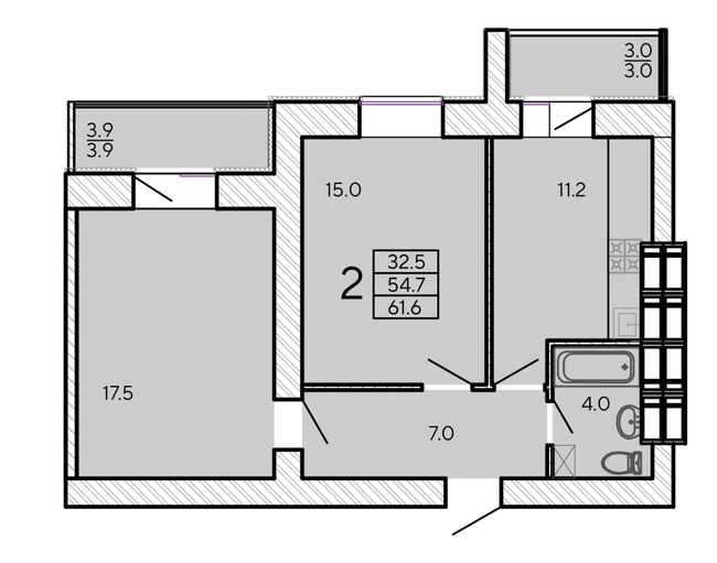 2-кімнатна 61.6 м² в ЖК ZerNova від 17 000 грн/м², Харків