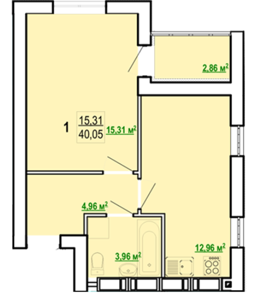 1-комнатная 40.05 м² в ЖК Гидропарк от 11 700 грн/м², Харьков