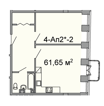 2-комнатная 61.65 м² в ЖК Троицкий от 33 750 грн/м², Днепр