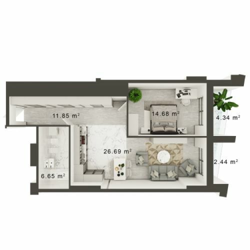 1-комнатная 63.42 м² в ЖК Central Park от 31 150 грн/м², Днепр