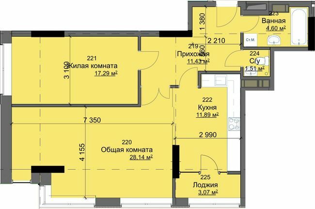 2-кімнатна 77.93 м² в ЖК Кристал від 25 500 грн/м², Харків