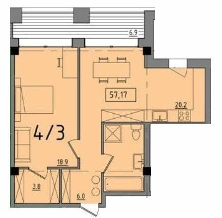 1-кімнатна 57.17 м² в ЖК Comfort City від 33 250 грн/м², Дніпро