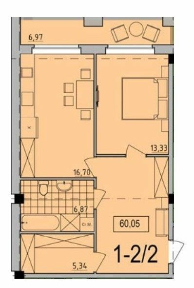 1-кімнатна 60.05 м² в ЖК Comfort City від 33 250 грн/м², Дніпро