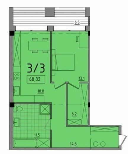 1-кімнатна 68.32 м² в ЖК Comfort City від 26 150 грн/м², Дніпро