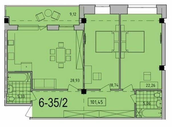 2-комнатная 101.45 м² в ЖК Comfort City от 27 700 грн/м², Днепр