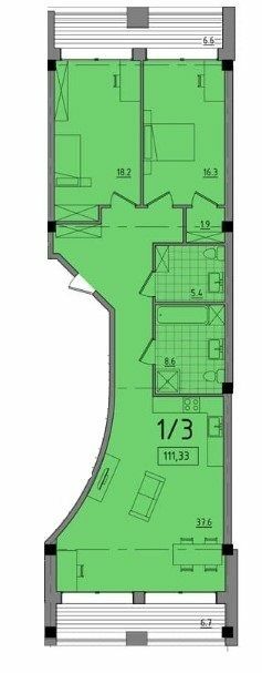 2-комнатная 111.33 м² в ЖК Comfort City от 27 700 грн/м², Днепр