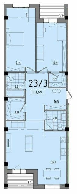 2-комнатная 111.69 м² в ЖК Comfort City от 27 700 грн/м², Днепр