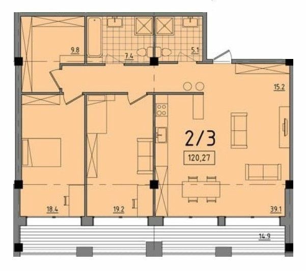 2-кімнатна 120.27 м² в ЖК Comfort City від 27 700 грн/м², Дніпро