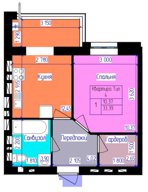 1-кімнатна 33.26 м² в ЖК Лазурний від 17 000 грн/м², Харків