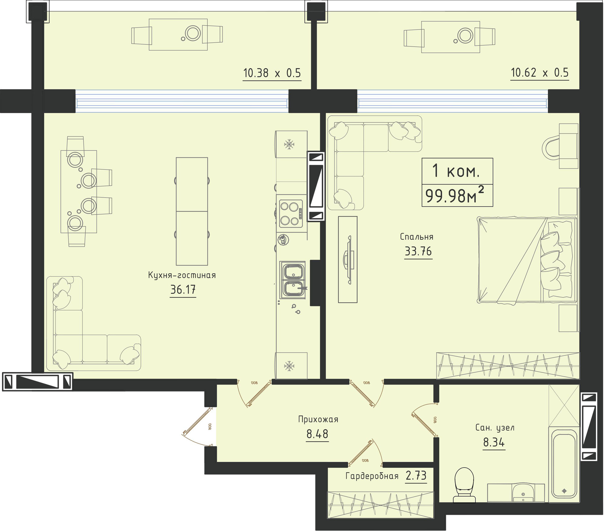 1-кімнатна 99.98 м² в ЖК Avinion від 19 200 грн/м², Одеса