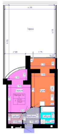 1-кімнатна 39.69 м² в ЖК Лазурний від 17 000 грн/м², Харків