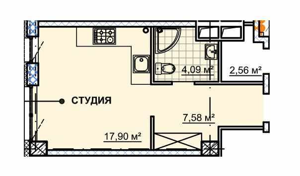 Студія 30.25 м² в ЖК Neboshill від 23 400 грн/м², Дніпро