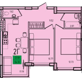 2-комнатная 54.7 м² в ЖК Приморские Сады от 21 050 грн/м², Одесса