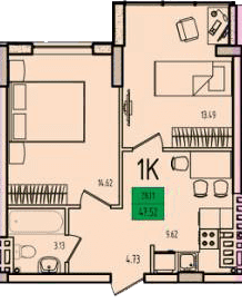 1-кімнатна 47.52 м² в ЖК Приморські Сади від 18 550 грн/м², Одеса