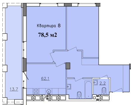 2-комнатная 78.2 м² в ЖК Victory Hall от 17 800 грн/м², Днепр