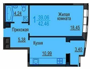 1-комнатная 42.46 м² в ЖК Меридиан от застройщика, Харьков