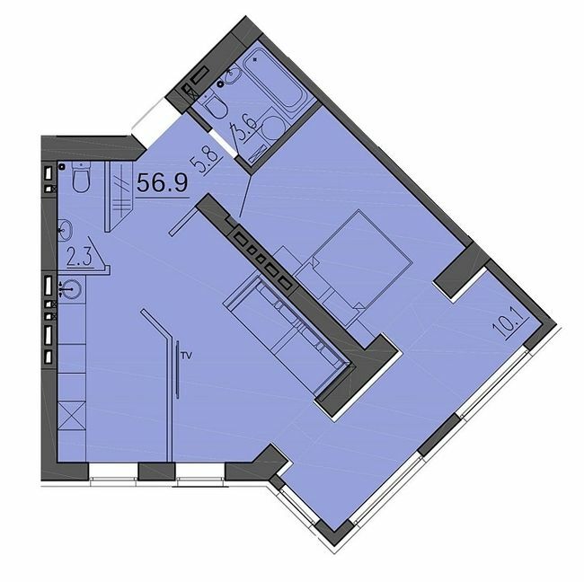 2-комнатная 56.9 м² в ЖК Воронцовский от 22 350 грн/м², Днепр