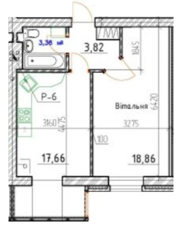 1-комнатная 43.7 м² в ЖК Затишна Фазенда от застройщика, пгт Стрижавка