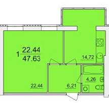 1-комнатная 47.63 м² в ЖК Набережний квартал от застройщика, г. Могилев-Подольский