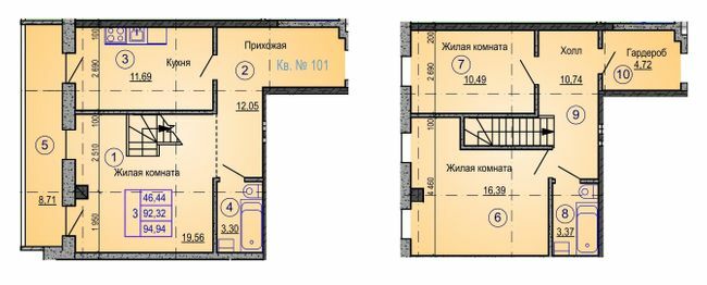 Двухуровневая 94.94 м² в ЖК Одесский от застройщика, Харьков