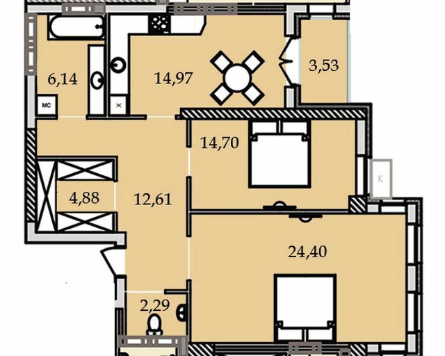 2-кімнатна 82.02 м² в ЖК Premier Tower від 31 700 грн/м², Вінниця